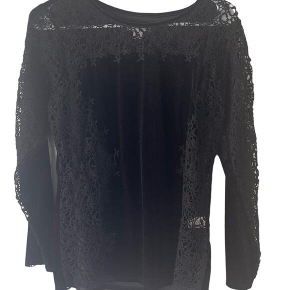 Sundance Size Small Black Velvet Witchy Whimsygoth Lace Grunge‎ Top - Picture 2 of 11